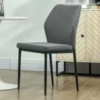 Set of 2 Curved Back Dining Chairs with Padded Seat - Grey