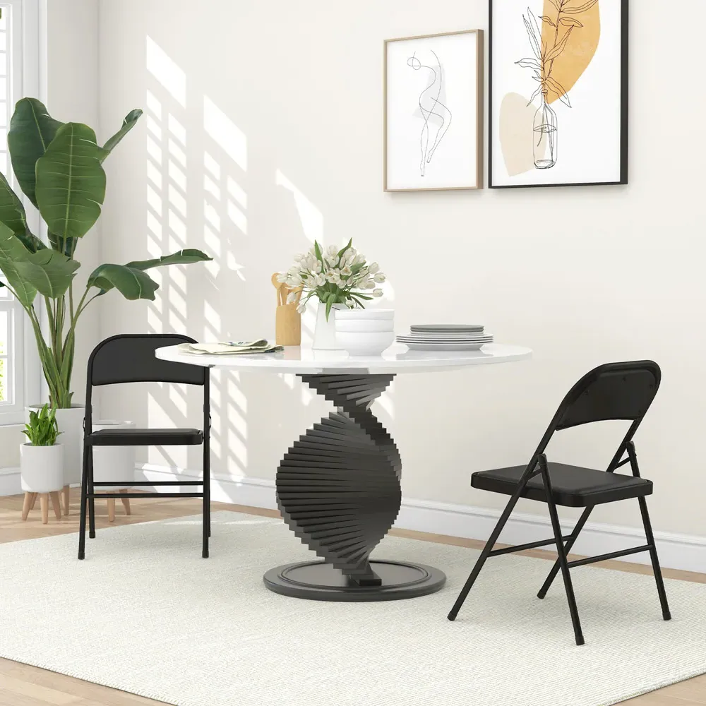 Set of 2 Foldable Padded Chairs - Black, Metal