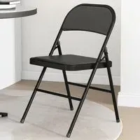 Set of 2 Foldable Padded Chairs - Black, Metal