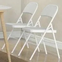 Set of 2 Foldable Padded Chairs - White, Metal