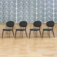 Set of 4 Boucle Sherpa Dining Chairs - Black