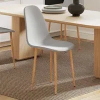 Set of 4 Curved Back Dining Chairs with Steel Legs - Grey