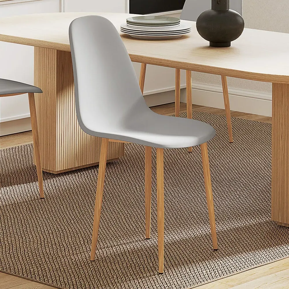 Set of 4 Curved Back Dining Chairs with Steel Legs - Grey