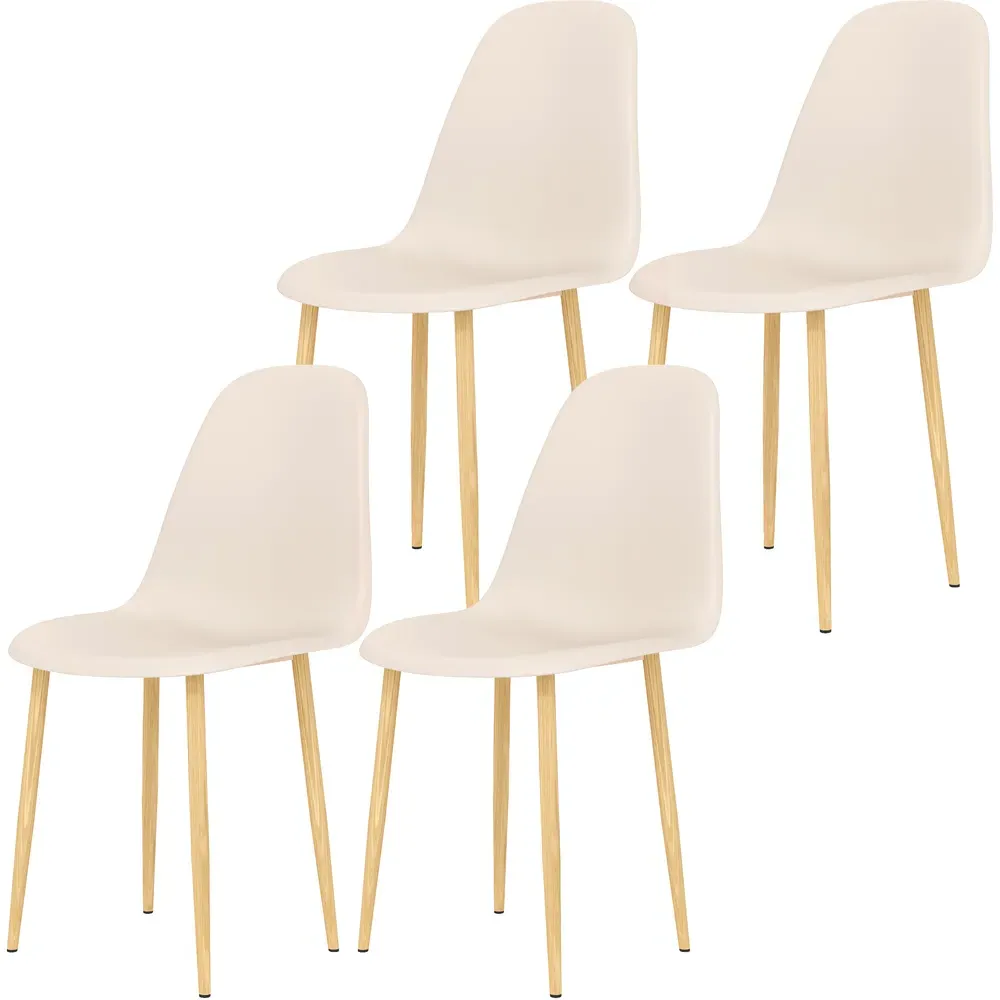 Set of 4 Curved Back Dining Chairs with Steel Legs - Yellow