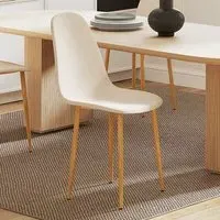 Set of 4 Curved Back Dining Chairs with Steel Legs - Yellow