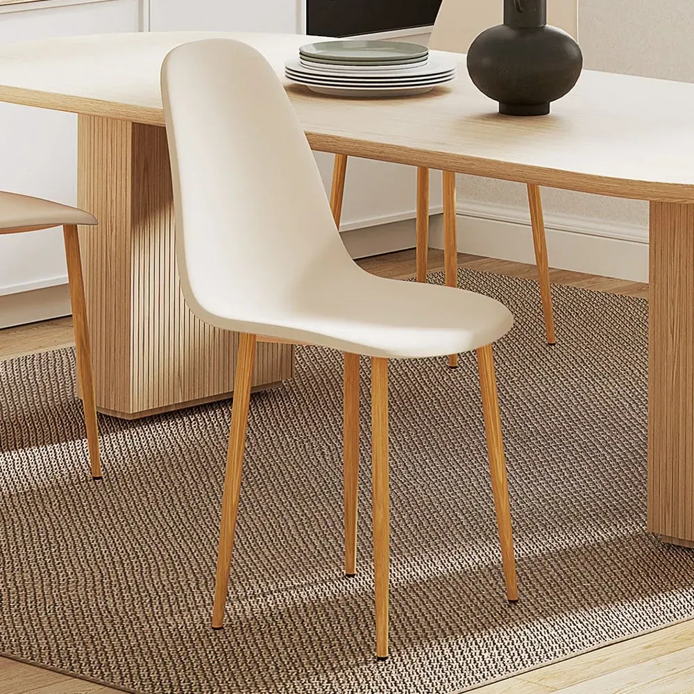 Set of 4 Curved Back Dining Chairs with Steel Legs - Yellow