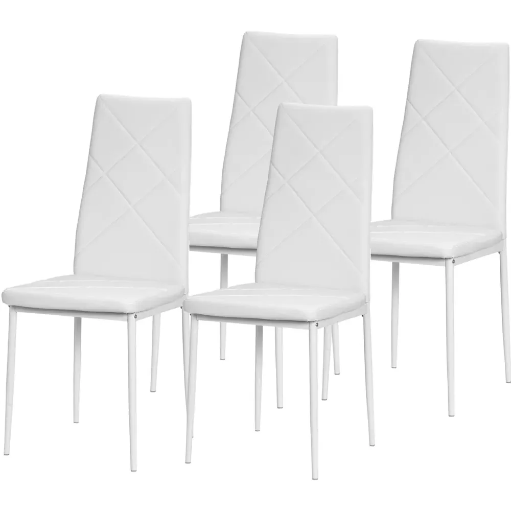 Set of 4 Faux Leather Dining Chairs - White