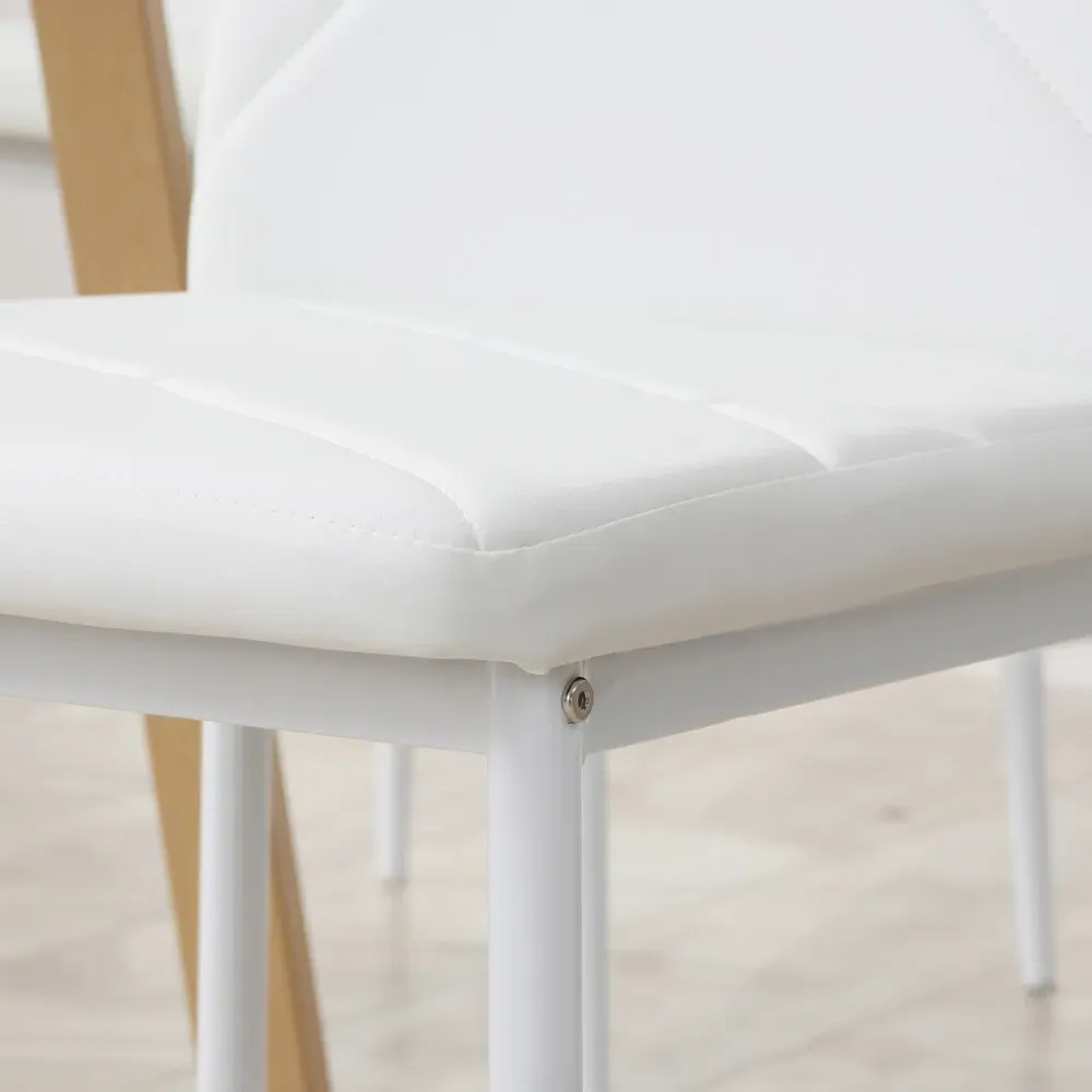 Set of 4 Faux Leather Dining Chairs - White