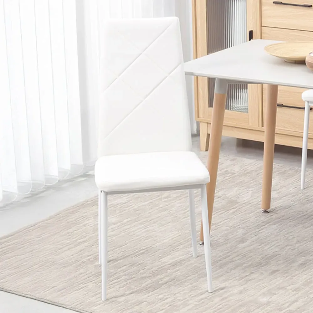 Set of 4 Faux Leather Dining Chairs - White image