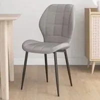 Set of 4 Flannel Upholstered Dining Chairs - Grey