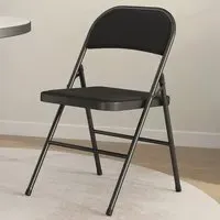 Set of 4 Foldable Padded Chairs - Black, Linen Look