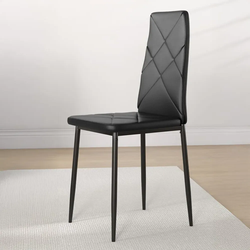 Set of 6 Dining Chairs - Black, Faux Leather image