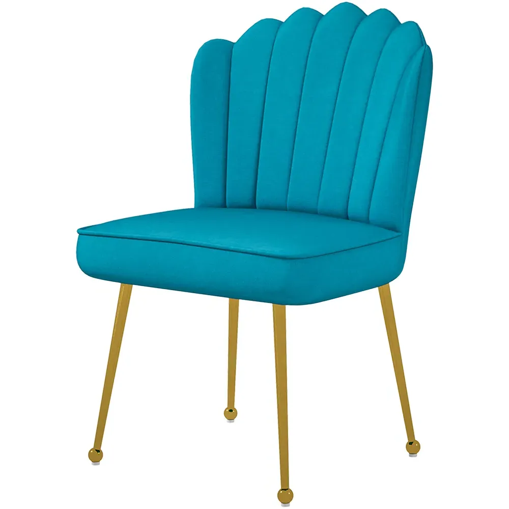 Shell Accent Chair - Blue, Velvet