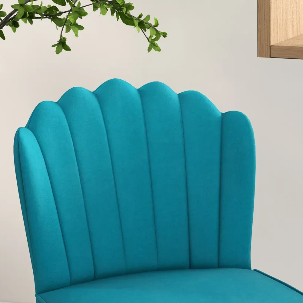 Shell Accent Chair - Blue, Velvet