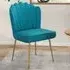 Shell Accent Chair - Blue, Velvet