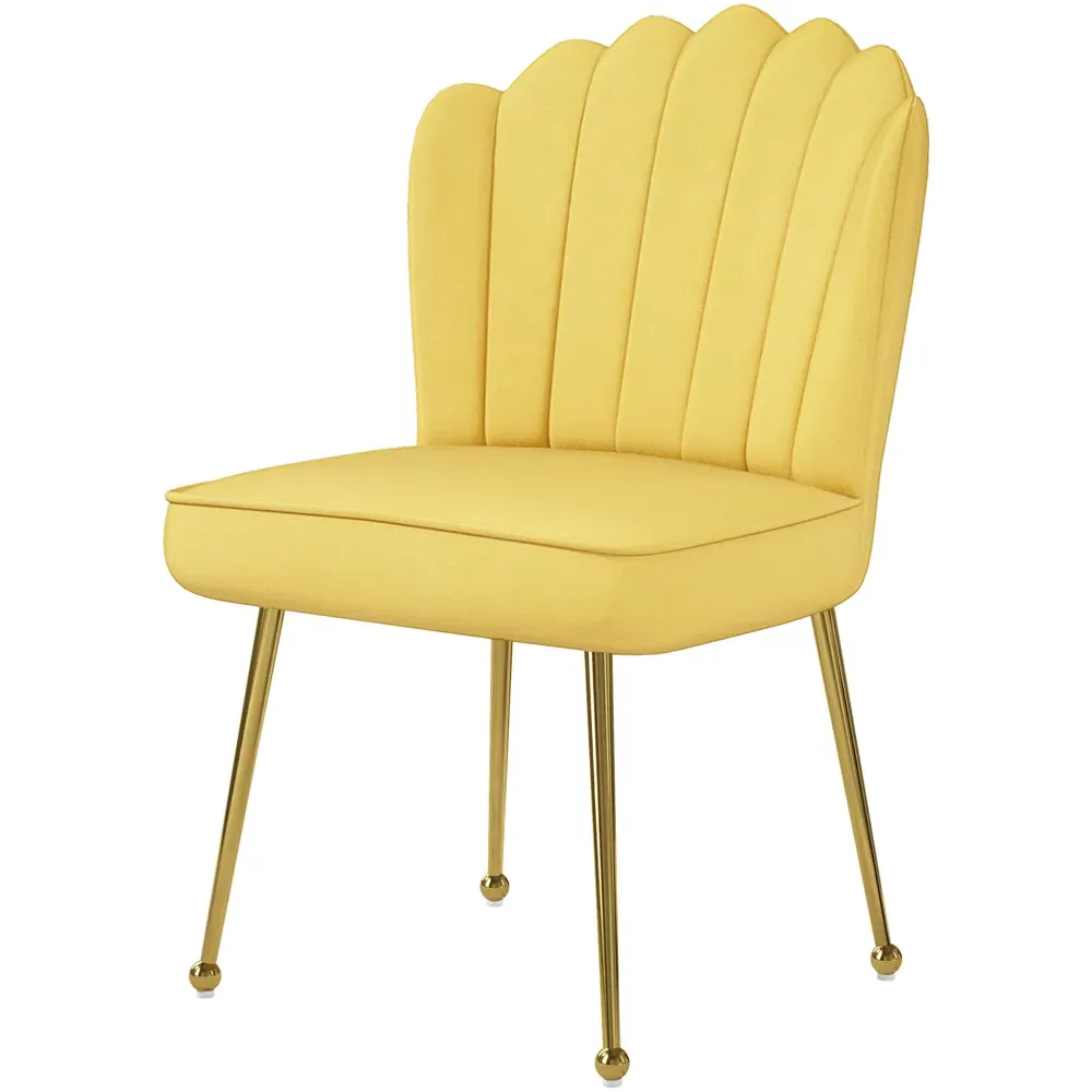 Shell Accent Chair - Yellow, Velvet