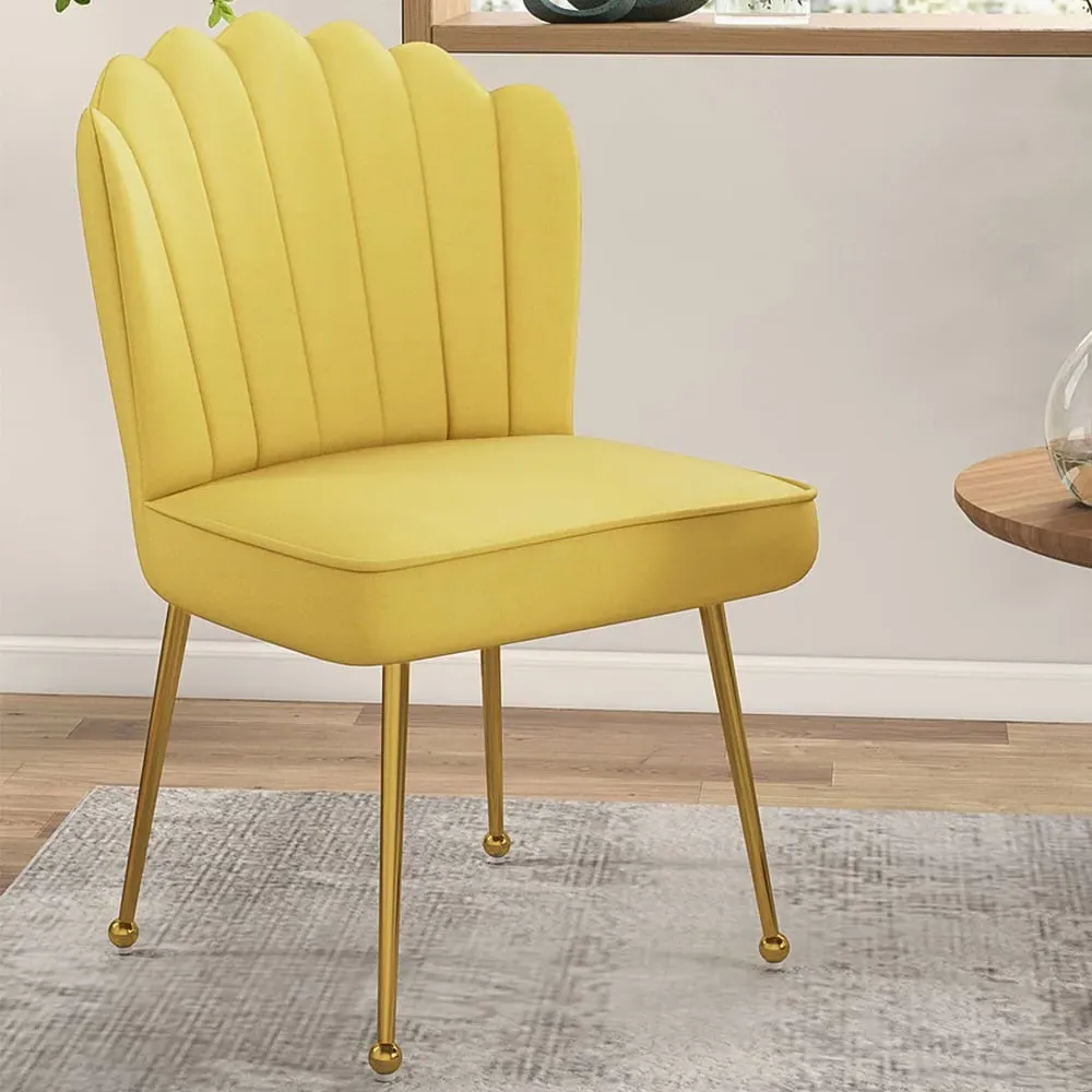Shell Accent Chair - Yellow, Velvet