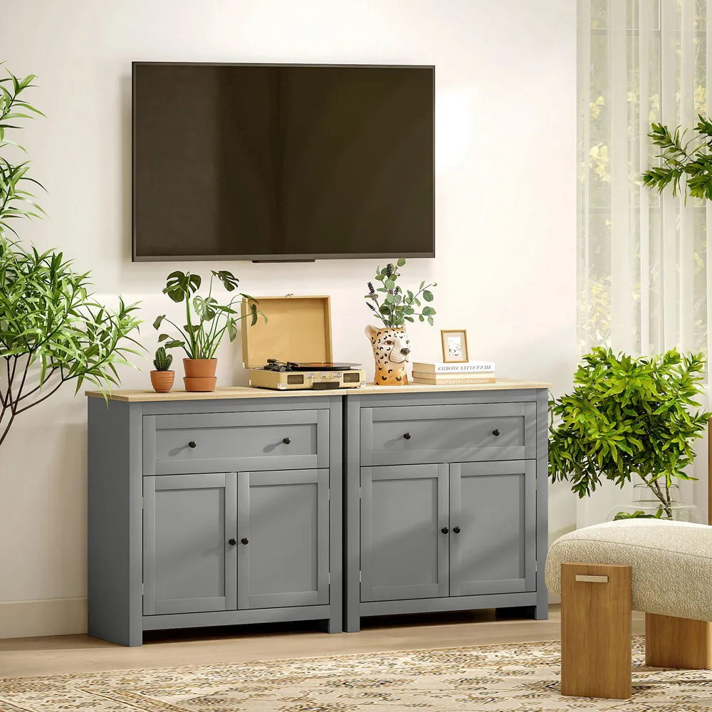 Sideboard Storage Cabinet with Adjustable Shelf - Grey