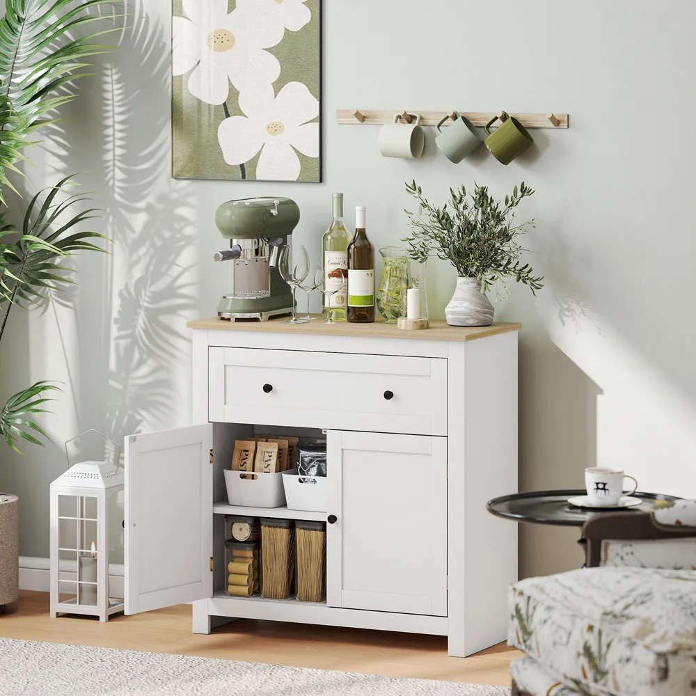 Sideboard Storage Cabinet with Adjustable Shelf - White