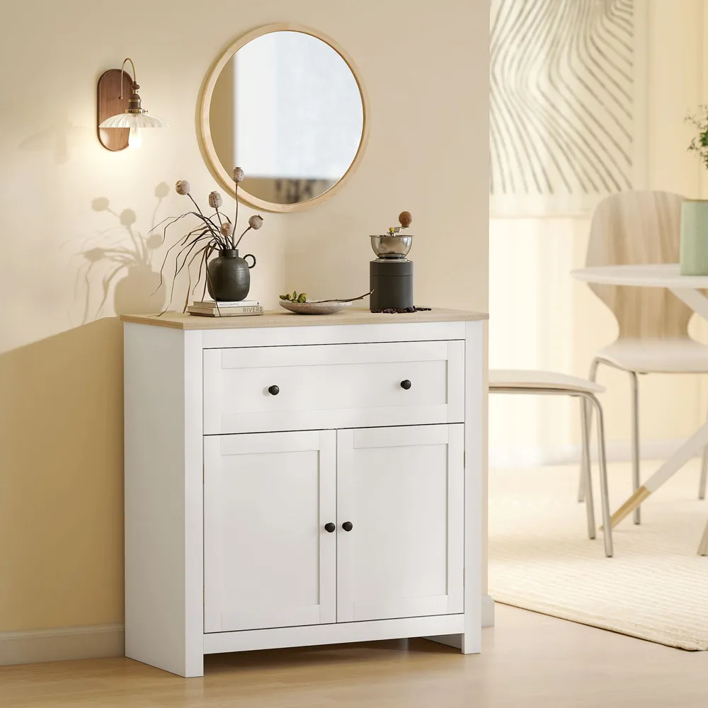 Sideboard Storage Cabinet with Adjustable Shelf - White