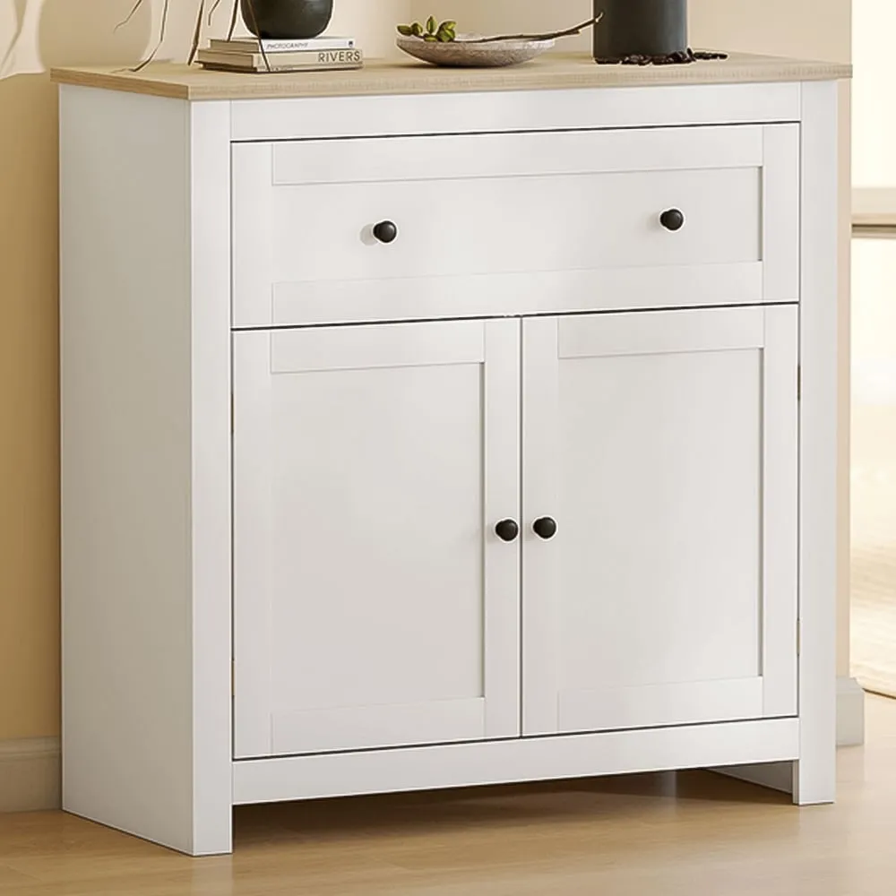 Sideboard Storage Cabinet with Adjustable Shelf - White image