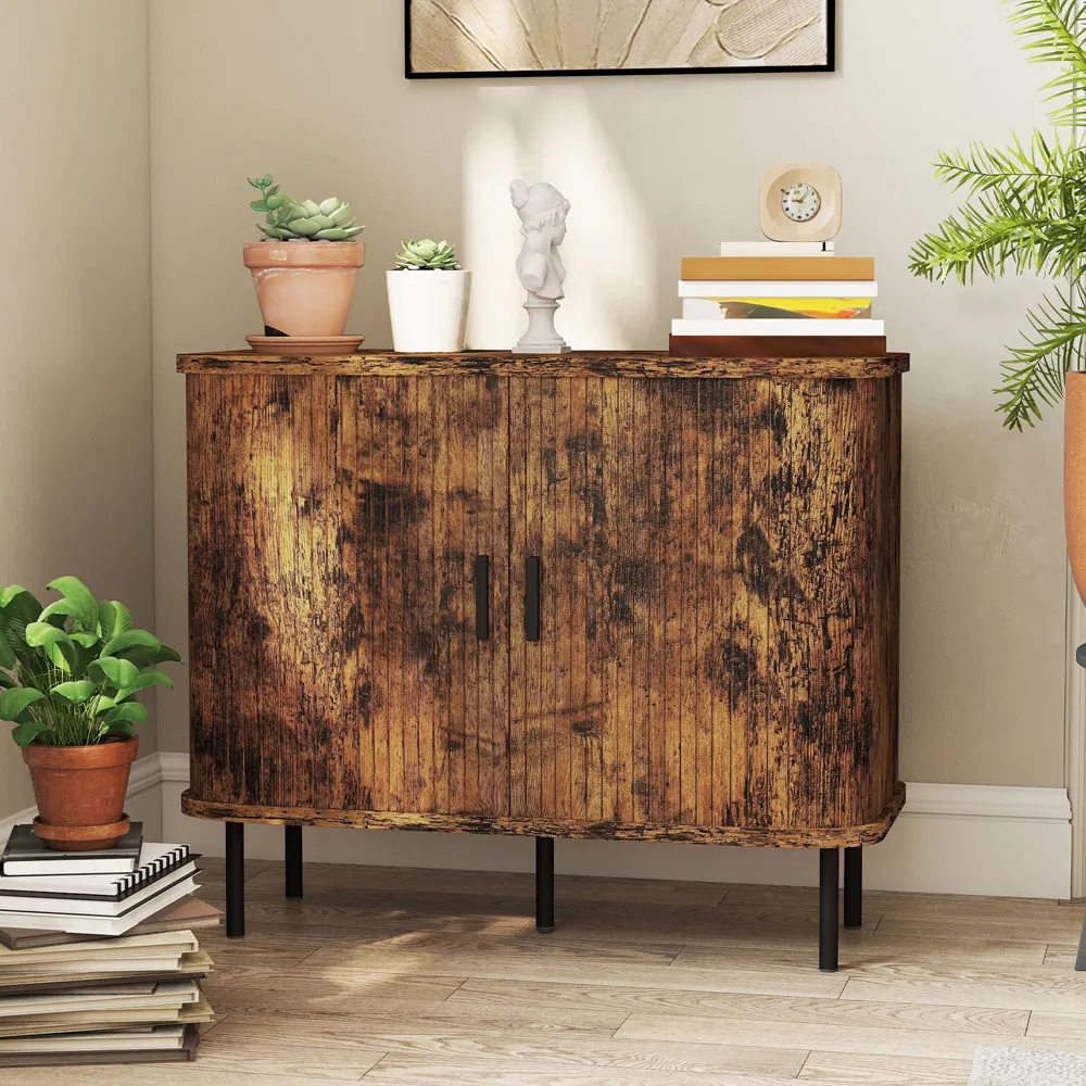 Sideboard Storage Cabinet with Sliding Doors - Brown, Oak
