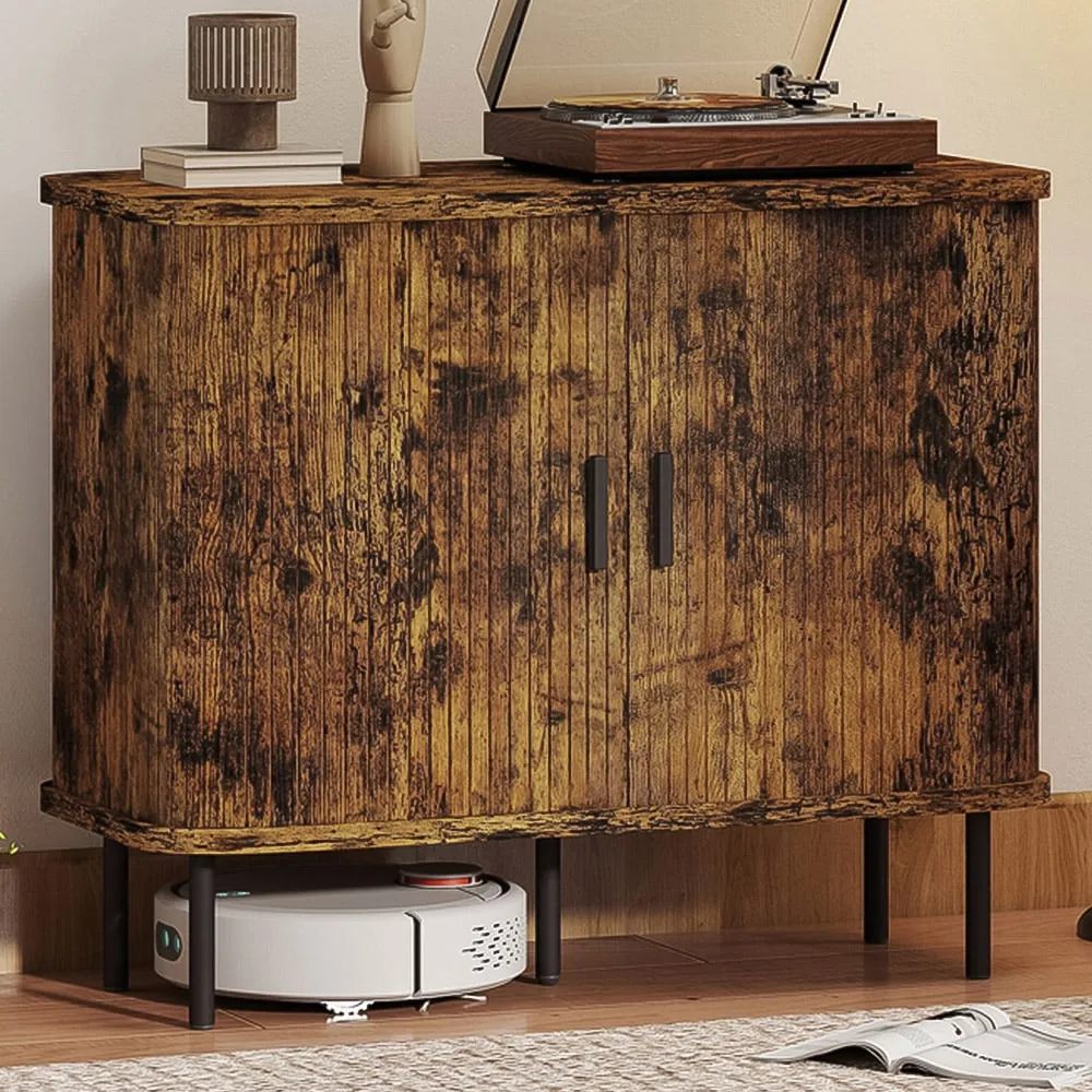 Sideboard Storage Cabinet with Sliding Doors - Brown, Oak image