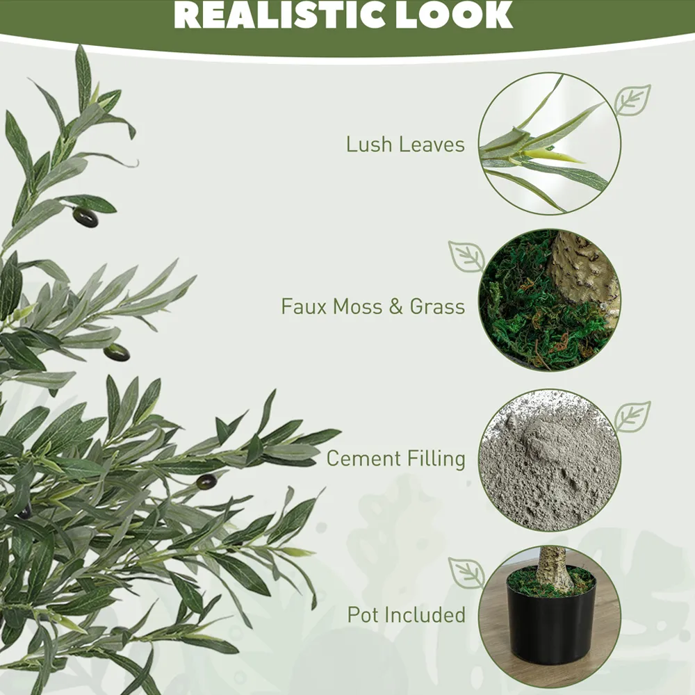 Silk Olive Tree Artificial Plant Pot 120cm 2 Pack - Green