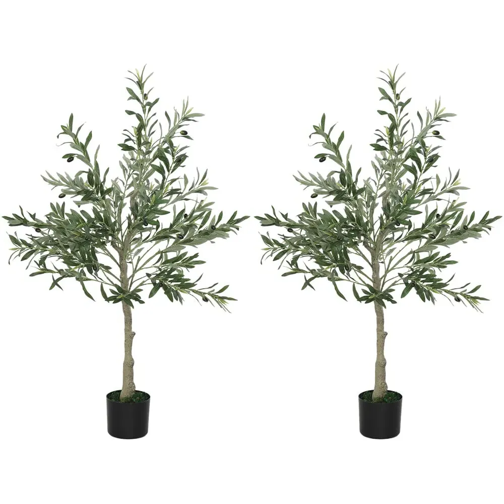Silk Olive Tree Artificial Plant Pot 120cm 2 Pack - Green