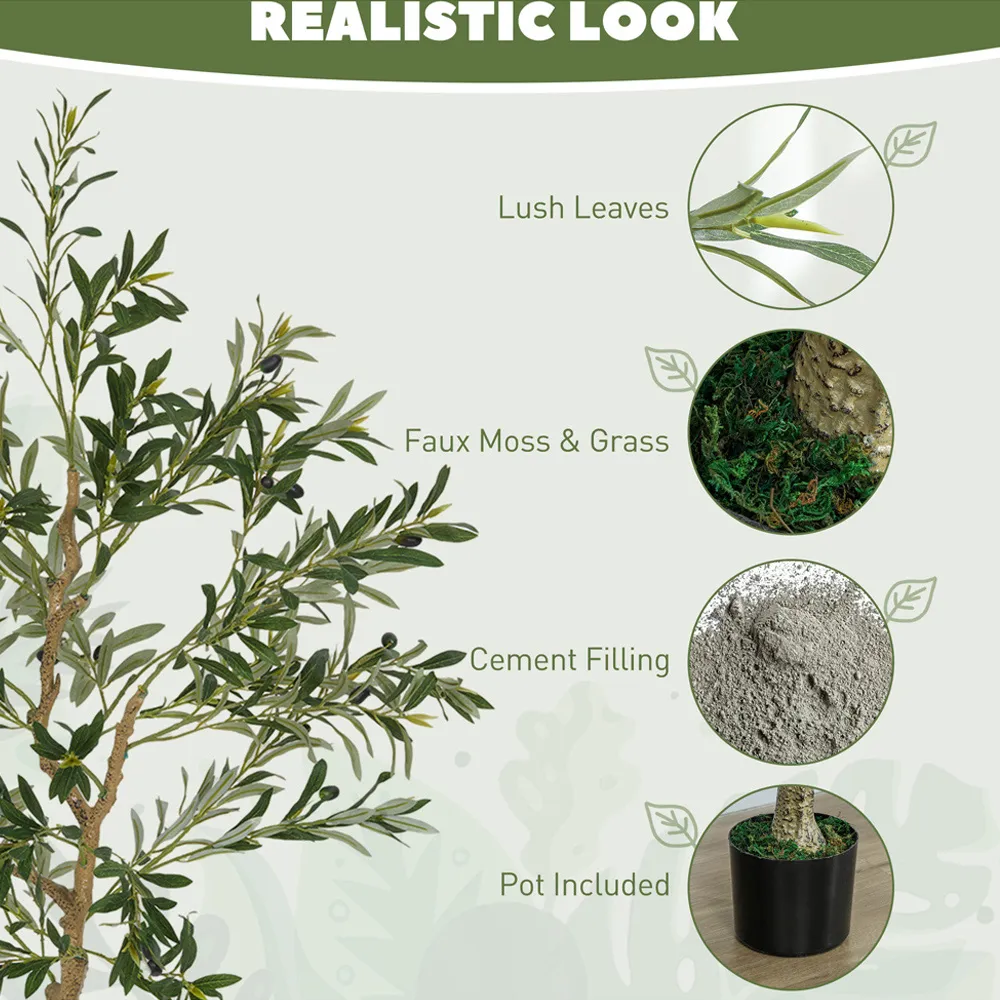 Silk Olive Tree Artificial Plant Pot 150cm 2 Pack - Green