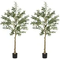Silk Olive Tree Artificial Plant Pot 150cm 2 Pack - Green
