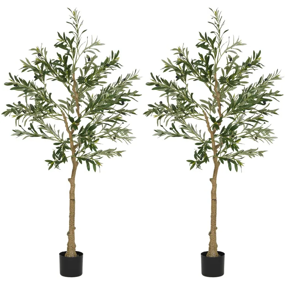 Silk Olive Tree Artificial Plant Pot 150cm 2 Pack - Green