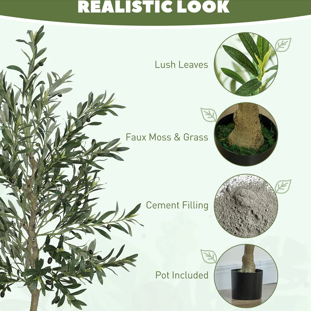 Silk Olive Tree Artificial Plant Pot 180cm 2 Pack - Green