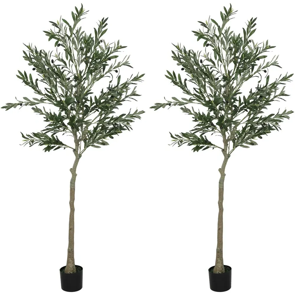 Silk Olive Tree Artificial Plant Pot 180cm 2 Pack - Green