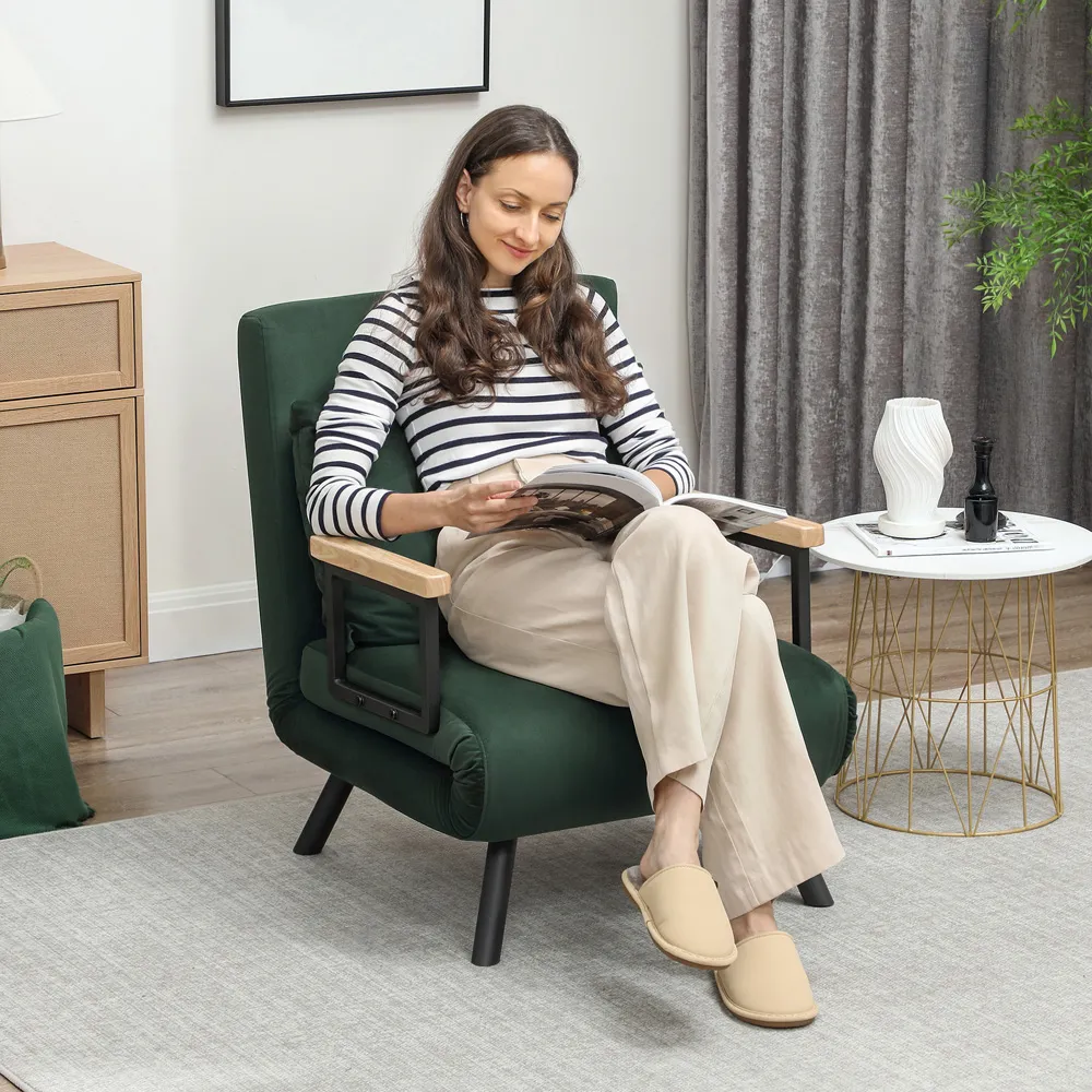 Single Bed Chair with Click Clack Mechanism - Green