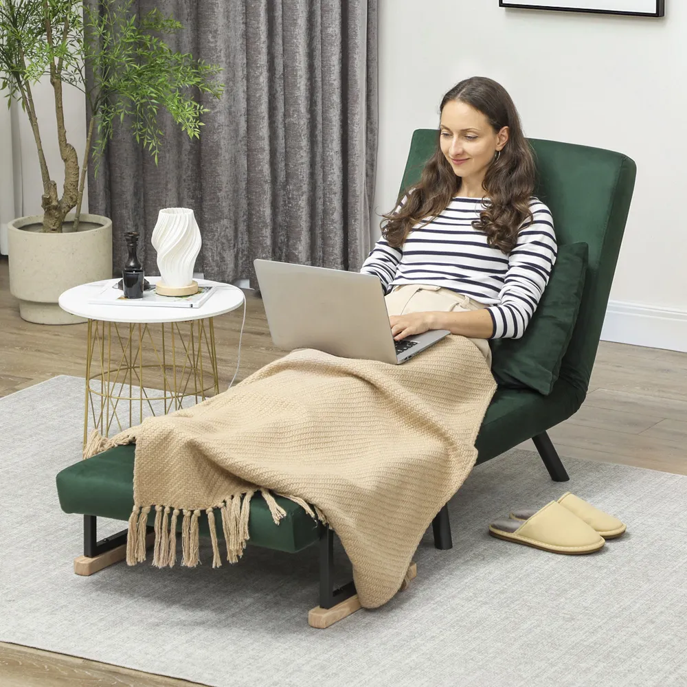 Single Bed Chair with Click Clack Mechanism - Green