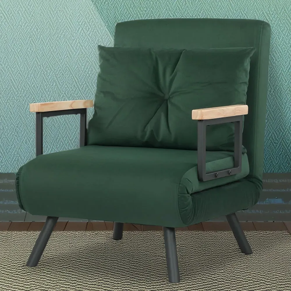 Single Bed Chair with Click Clack Mechanism - Green image