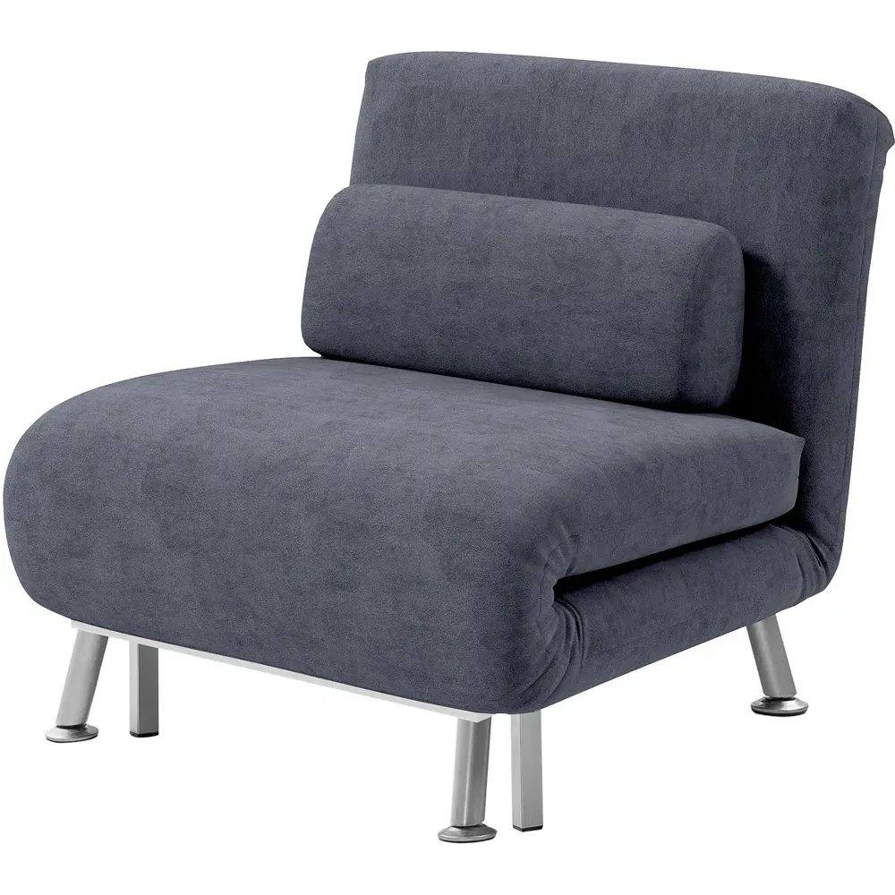 Single Chair Bed with Adjustable Backrest - Charcoal Grey, Velvet