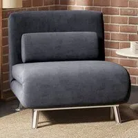 Single Chair Bed with Adjustable Backrest - Charcoal Grey, Velvet