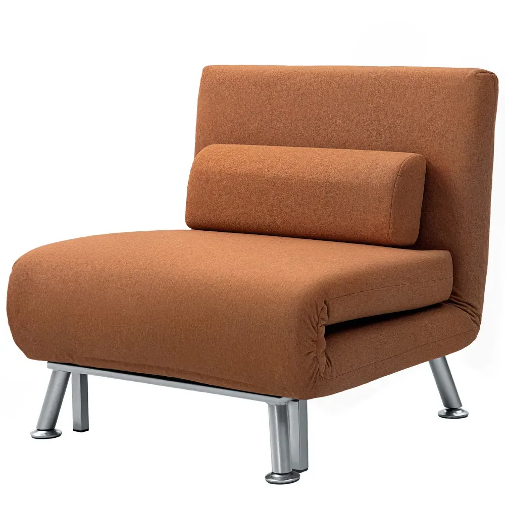 Single Chair Bed with Adjustable Backrest - Coffee, Linen