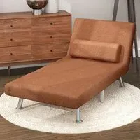 Single Chair Bed with Adjustable Backrest - Coffee, Linen