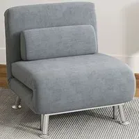 Single Chair Bed with Adjustable Backrest - Grey, Velvet