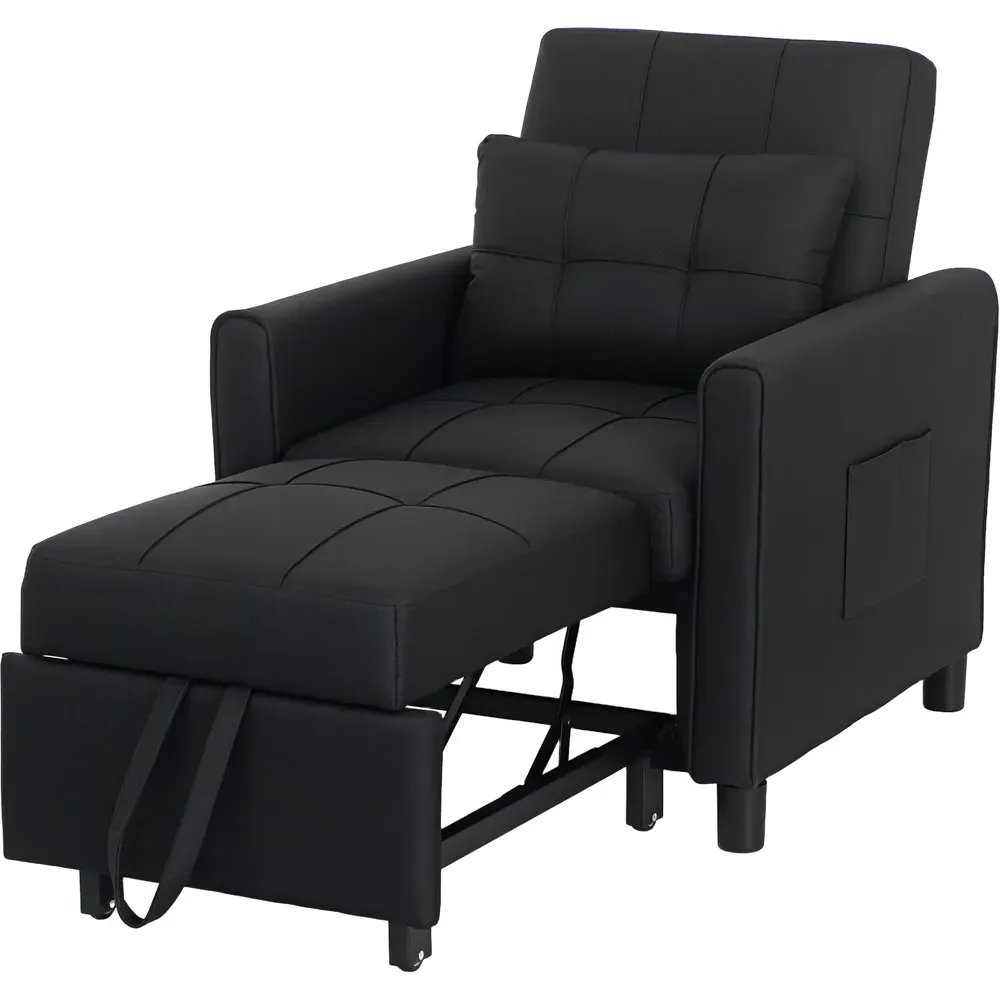 Single Convertible Chair Bed - Black