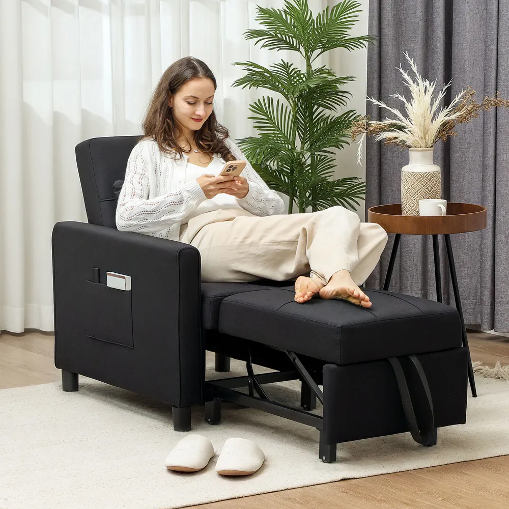 Single Convertible Chair Bed - Black