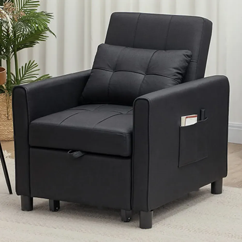 Single Convertible Chair Bed - Black image