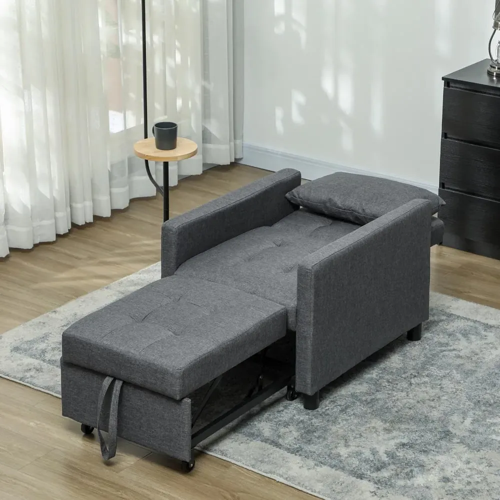 Single Convertible Chair Bed - Grey