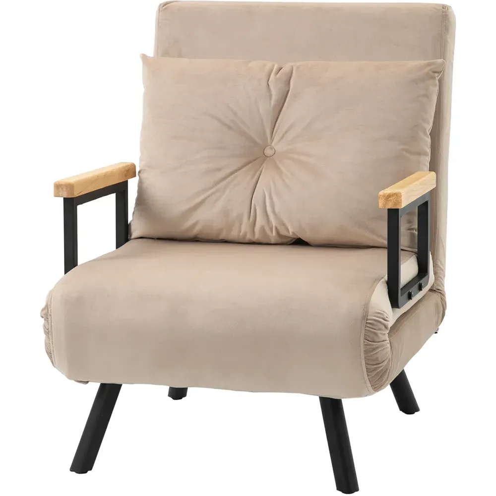 Single Convertible Chair Bed - Yellow, Velvet