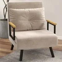 Single Convertible Chair Bed - Yellow, Velvet