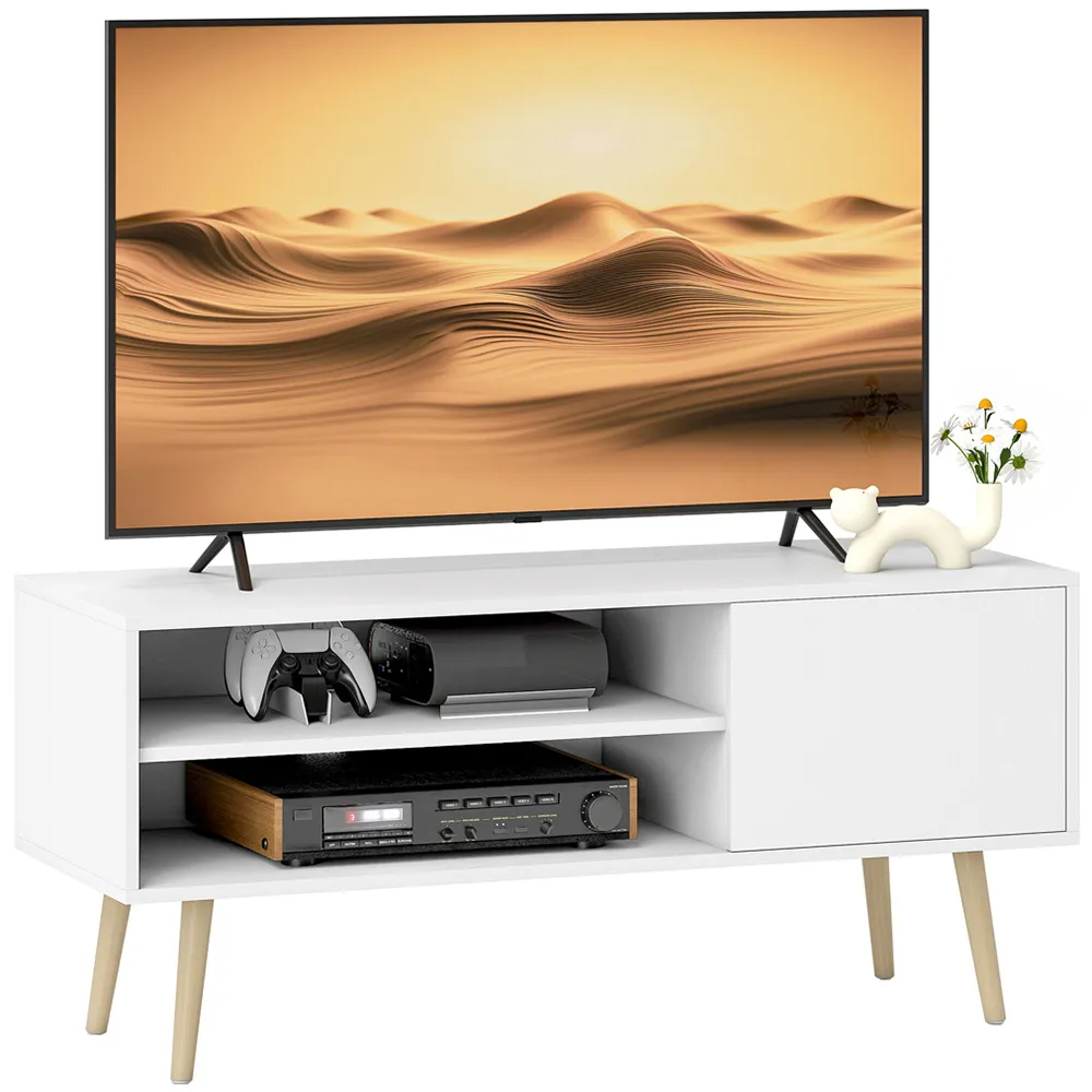 Single Door 2 Shelf TV Unit - White