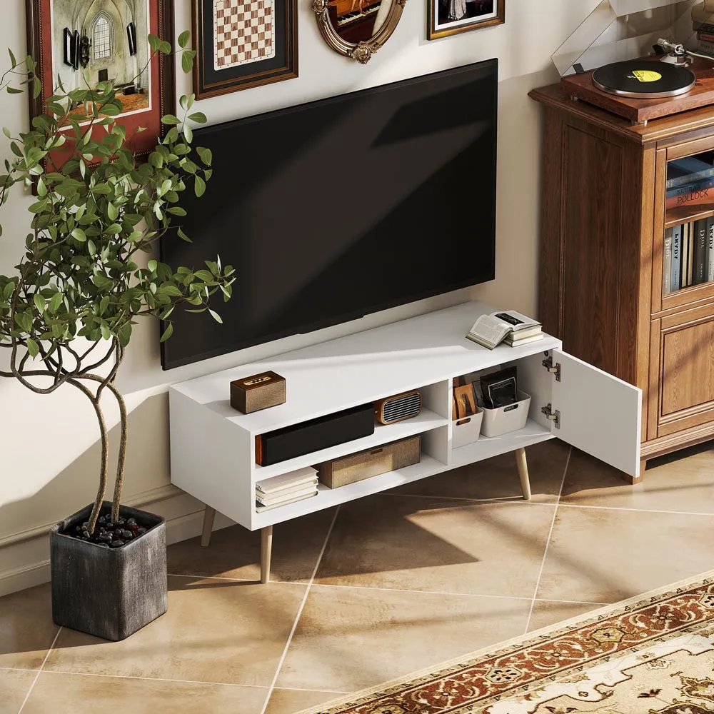 Single Door 2 Shelf TV Unit - White